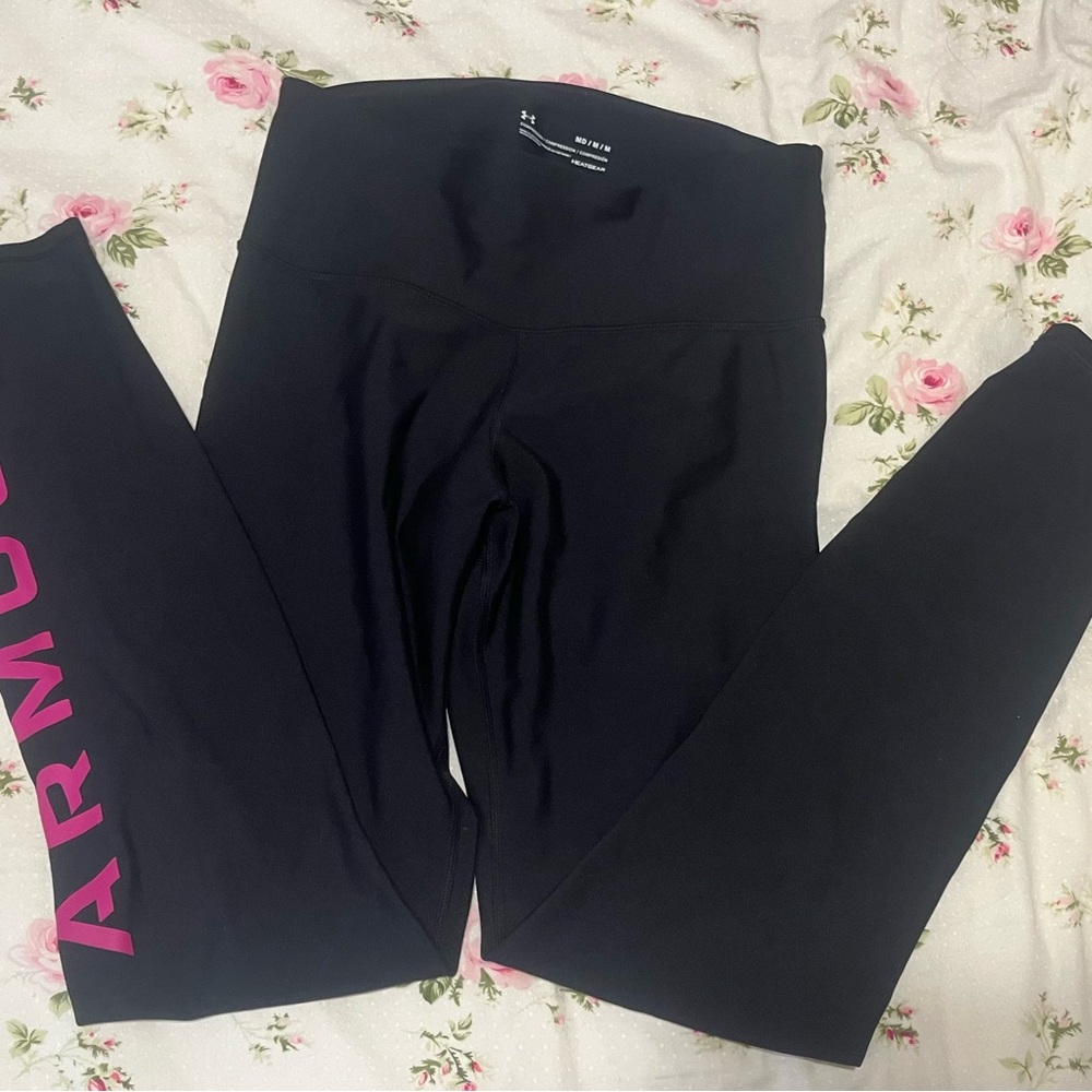 Under Armour Black Leggings with Pink Accents